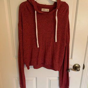 Hollister Red Boxy Cropped Hoodie